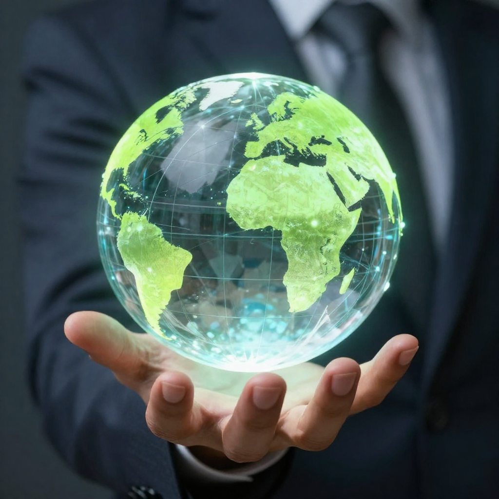 Digital globe held in hand